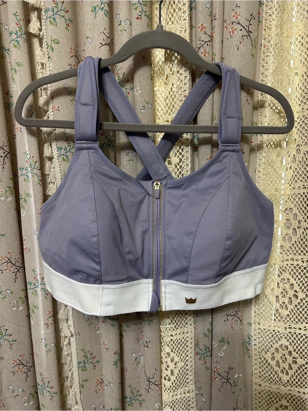SHEFIT 2Luxe‎ Sports Bra Lavender Front Zip Adjustable High Impact Support
